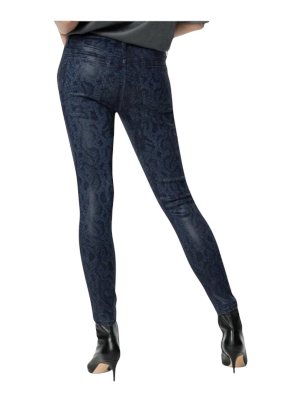new Joe's Jeans ㋛ Charlie Skinny High Waist Jean ㋛ Coated Navy Python Print ㋛ - Picture 6 of 16